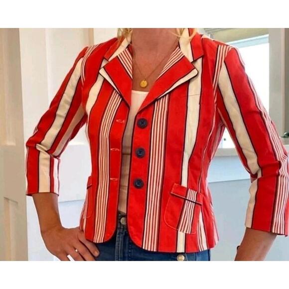 Jackets & Blazers - Luella Target red white blue stripe Carnaby Street fitted jacket pockets XS